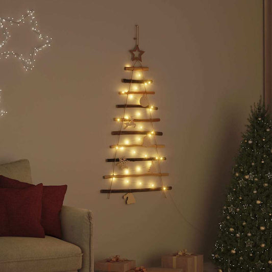 Weihnachtsbaum mit 30 LEDs Natur 90 cm Massives Eschenholz