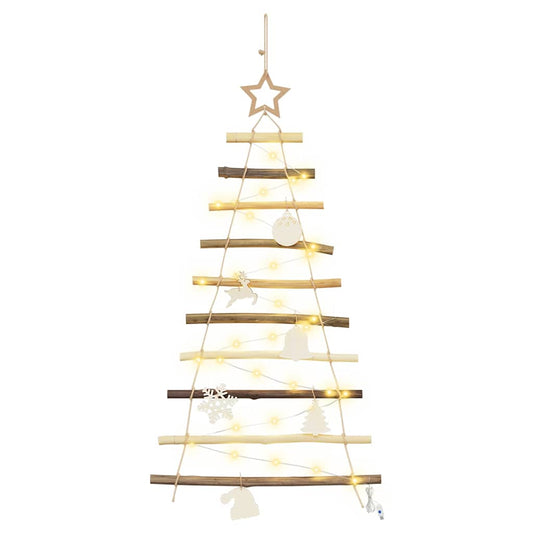 Weihnachtsbaum mit 30 LEDs Natur 90 cm Massives Eschenholz
