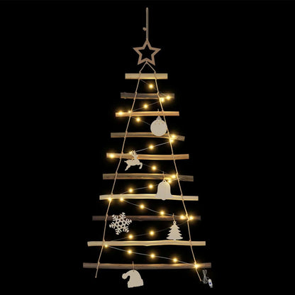 Weihnachtsbaum mit 30 LEDs Natur 90 cm Massives Eschenholz