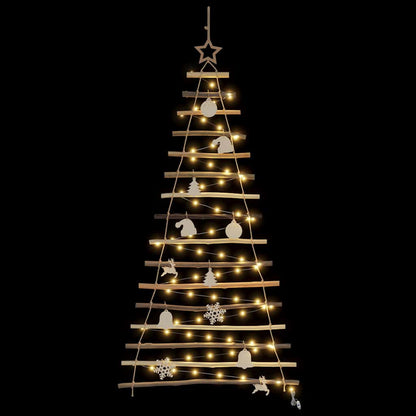 Weihnachtsbaum mit 50 LEDs Natur 120 cm Massives Eschenholz