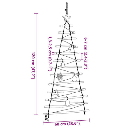 Weihnachtsbaum mit 50 LEDs Natur 120 cm Massives Eschenholz