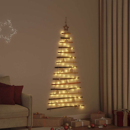 Weihnachtsbaum mit 80 LEDs Natur 150 cm Massives Eschenholz