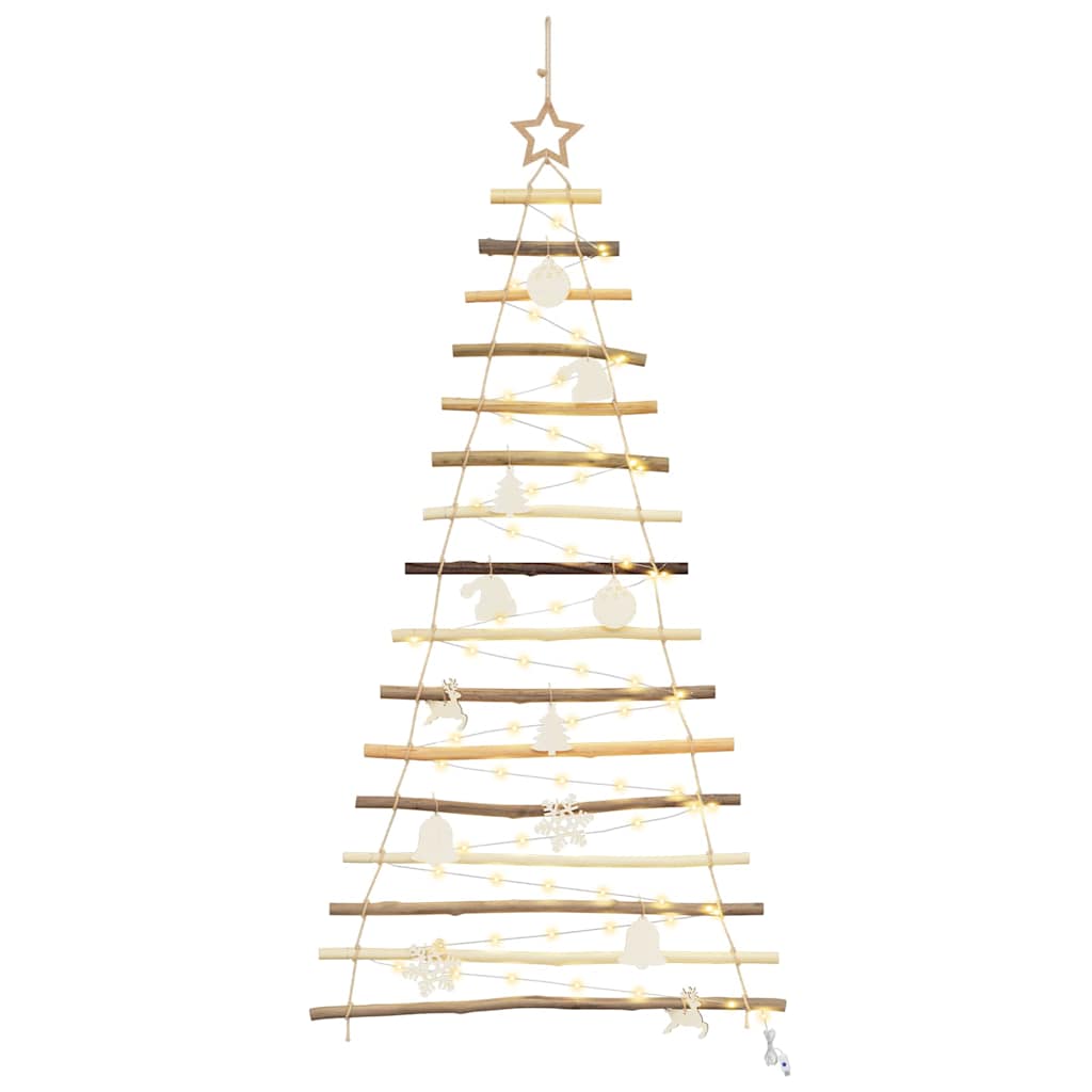 Weihnachtsbaum mit 80 LEDs Natur 150 cm Massives Eschenholz