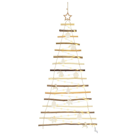 Weihnachtsbaum mit 80 LEDs Natur 150 cm Massives Eschenholz