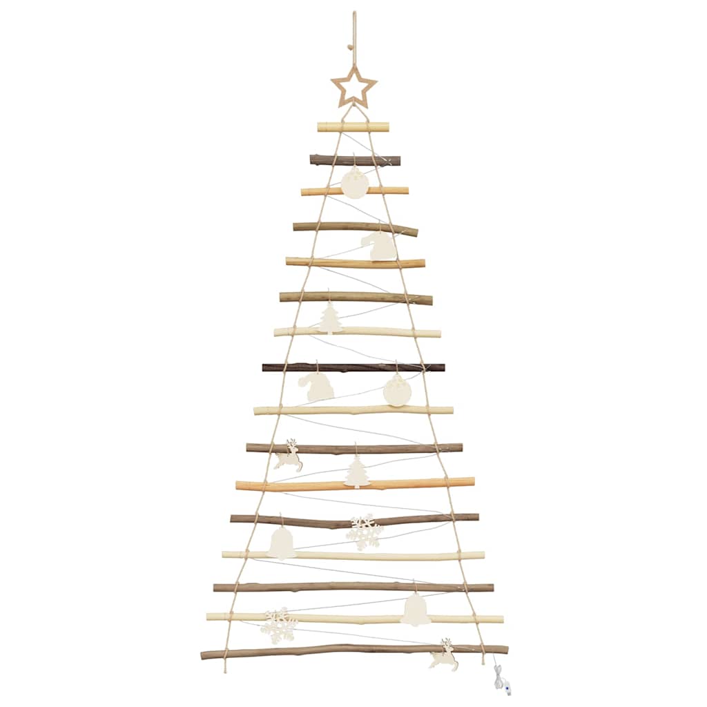 Weihnachtsbaum mit 80 LEDs Natur 150 cm Massives Eschenholz
