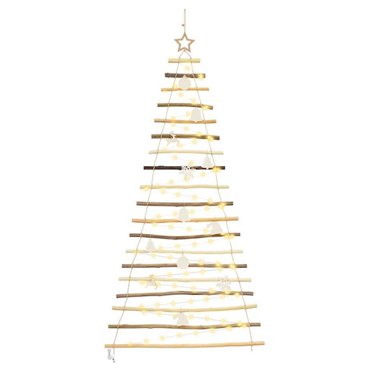 Weihnachtsbaum mit 100 LEDs Natur 180 cm Massives Eschenholz