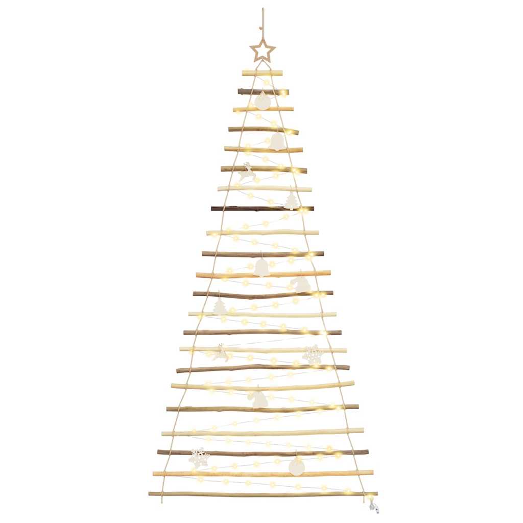 Weihnachtsbaum mit 130 LEDs Natur 210 cm Massives Eschenholz