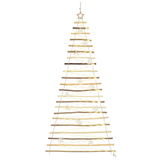 Weihnachtsbaum mit 130 LEDs Natur 210 cm Massives Eschenholz