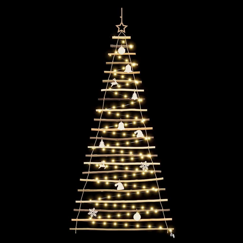 Weihnachtsbaum mit 130 LEDs Natur 210 cm Massives Eschenholz