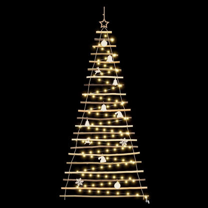 Weihnachtsbaum mit 130 LEDs Natur 210 cm Massives Eschenholz