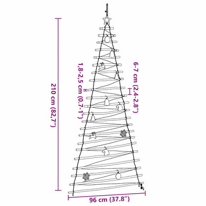Weihnachtsbaum mit 130 LEDs Natur 210 cm Massives Eschenholz
