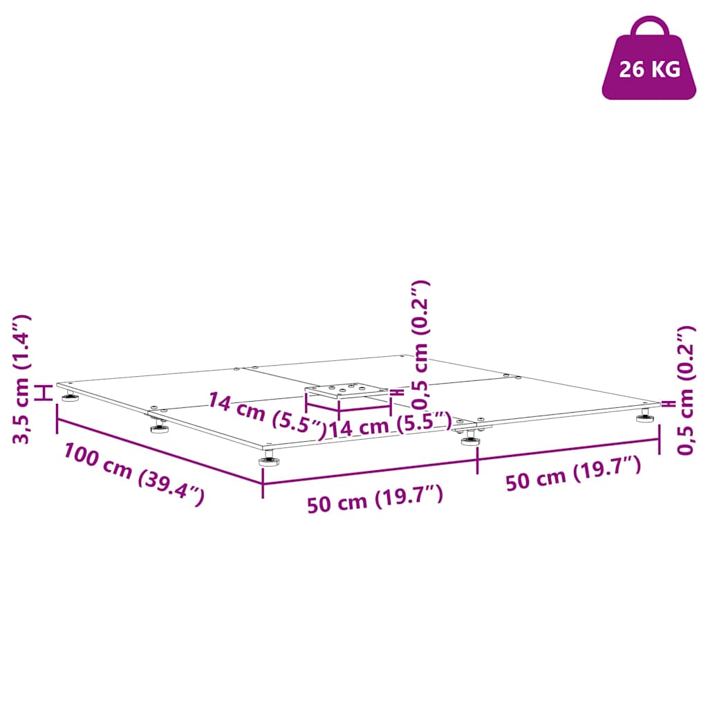 Sonnenschirmständer Schwarz 100 x 100 x 4 cm Stahl