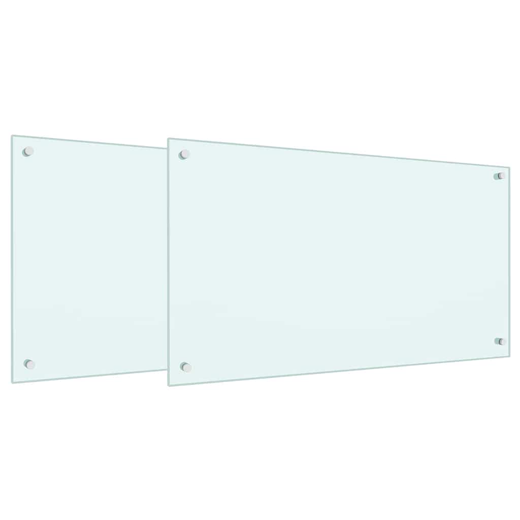 Küchenrückwand 2 pcs Weiß 90 x 50 cm Gehärtetes Glas