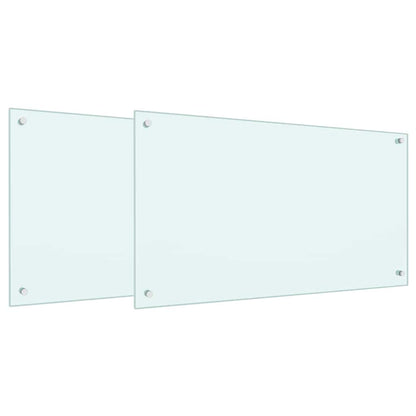 Küchenrückwand 2 pcs Weiß 90 x 50 cm Gehärtetes Glas