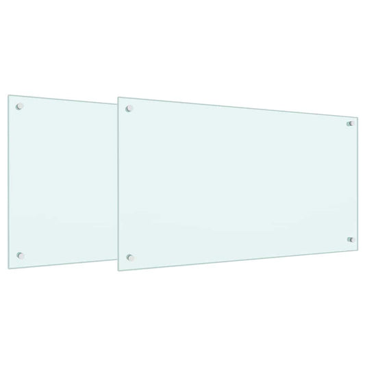 Küchenrückwand 2 pcs Weiß 90 x 50 cm Gehärtetes Glas