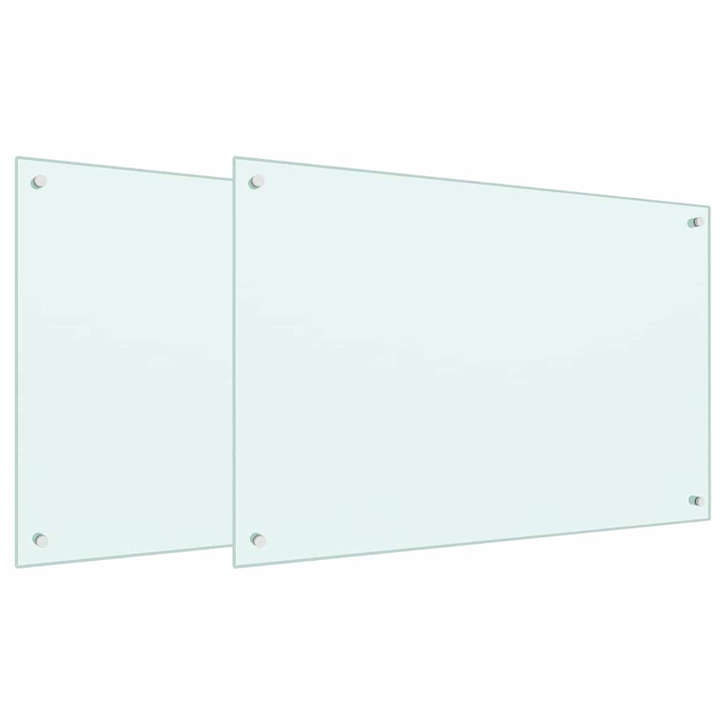 Küchenrückwand 2 pcs Weiß 90 x 60 cm Gehärtetes Glas