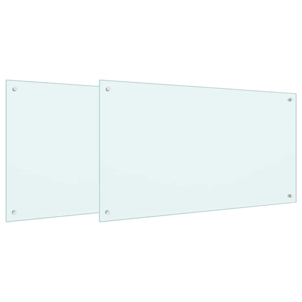Küchenrückwand 2 pcs Weiß 100 x 60 cm Gehärtetes Glas
