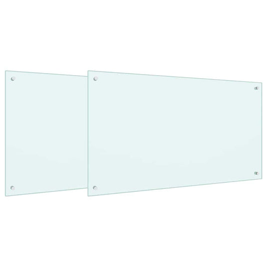 Küchenrückwand 2 pcs Weiß 100 x 60 cm Gehärtetes Glas