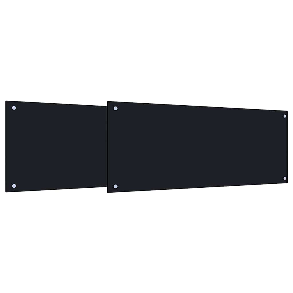 Küchenrückwand 2 pcs Schwarz 100 x 40 cm Gehärtetes Glas