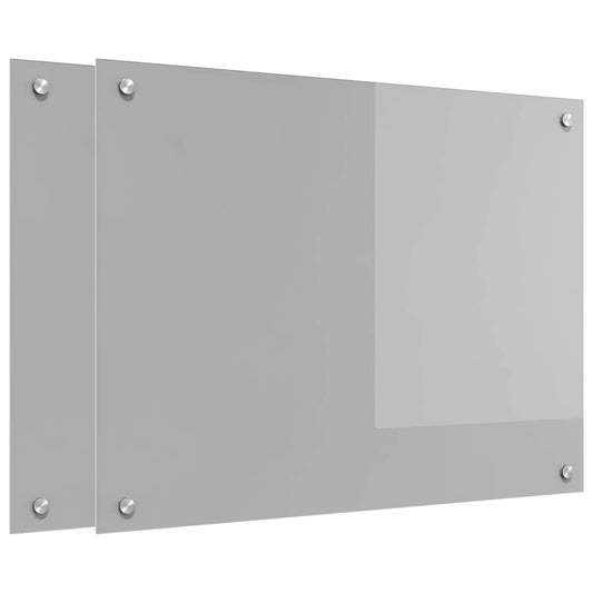 Küchenrückwand 2 pcs Hellgrau 80 x 60 cm Gehärtetes Glas