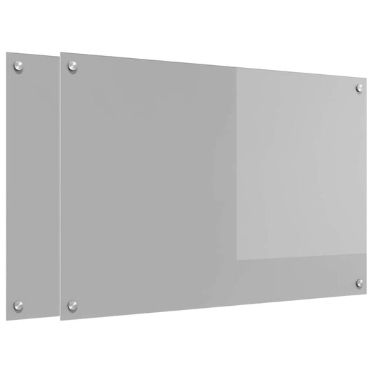Küchenrückwand 2 pcs Hellgrau 90 x 60 cm Gehärtetes Glas