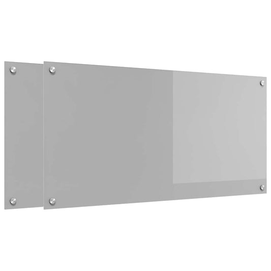 Küchenrückwand 2 pcs Hellgrau 100 x 50 cm Gehärtetes Glas