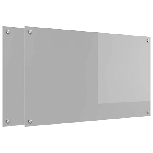 Küchenrückwand 2 pcs Hellgrau 100 x 60 cm Gehärtetes Glas