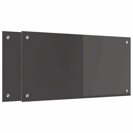 Küchenrückwand 2 pcs Dunkelgrau 80 x 40 cm Gehärtetes Glas