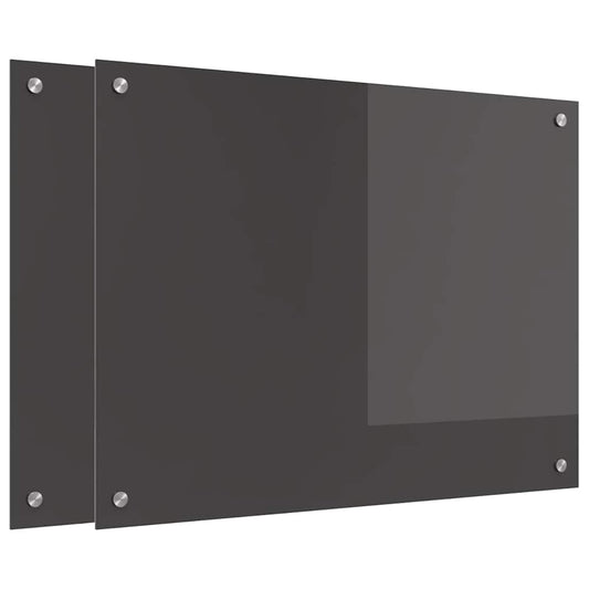 Küchenrückwand 2 pcs Dunkelgrau 80 x 60 cm Gehärtetes Glas