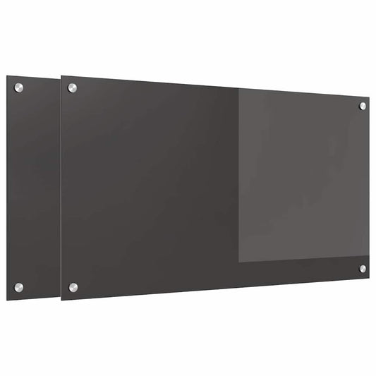 Küchenrückwand 2 pcs Dunkelgrau 90 x 50 cm Gehärtetes Glas