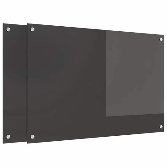 Küchenrückwand 2 pcs Dunkelgrau 90 x 60 cm Gehärtetes Glas