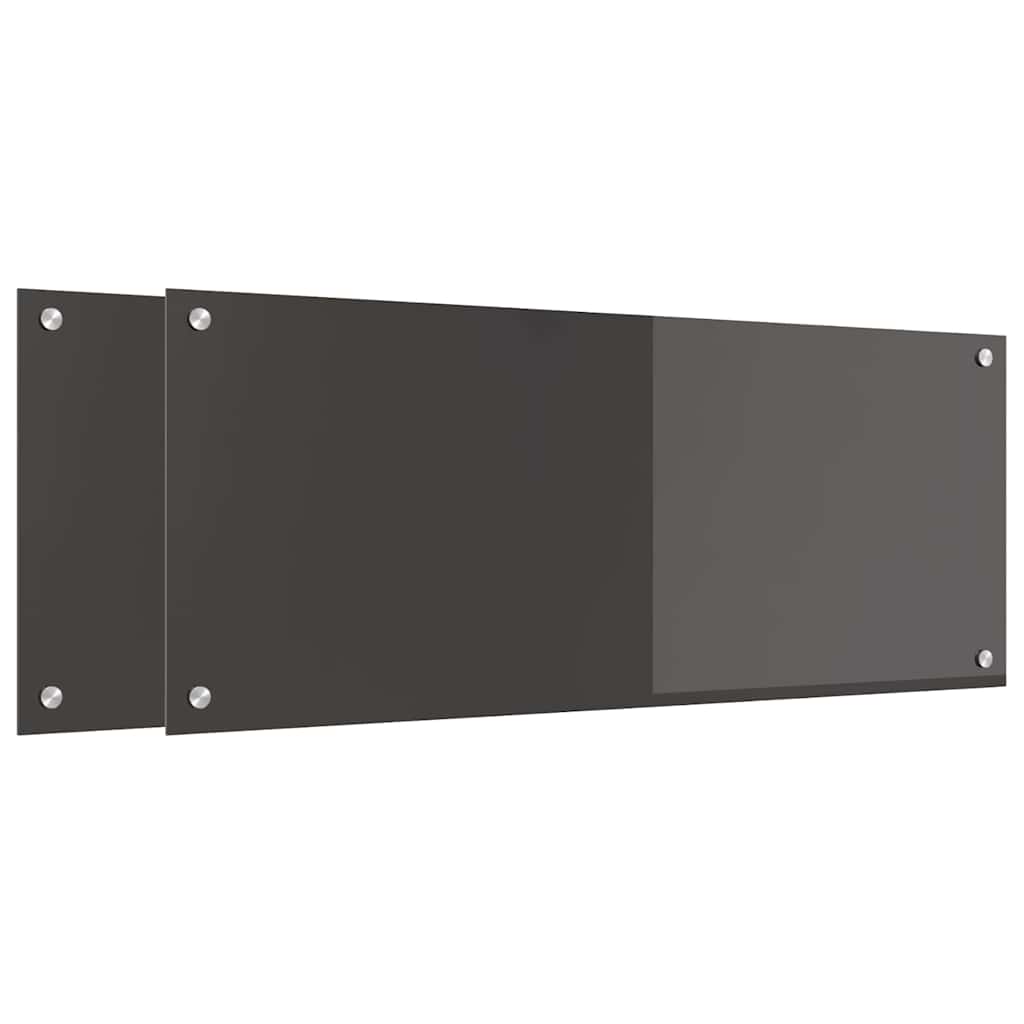 Küchenrückwand 2 pcs Dunkelgrau 100 x 40 cm Gehärtetes Glas