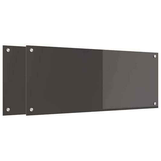 Küchenrückwand 2 pcs Dunkelgrau 100 x 40 cm Gehärtetes Glas