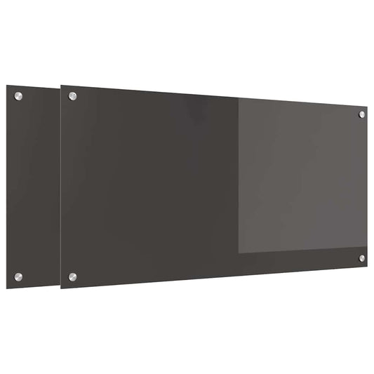 Küchenrückwand 2 pcs Dunkelgrau 100 x 50 cm Gehärtetes Glas