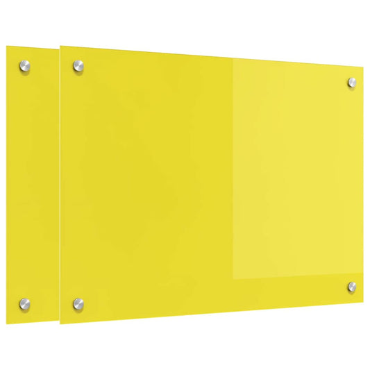 Küchenrückwand 2 pcs Gelb 70 x 50 cm Gehärtetes Glas