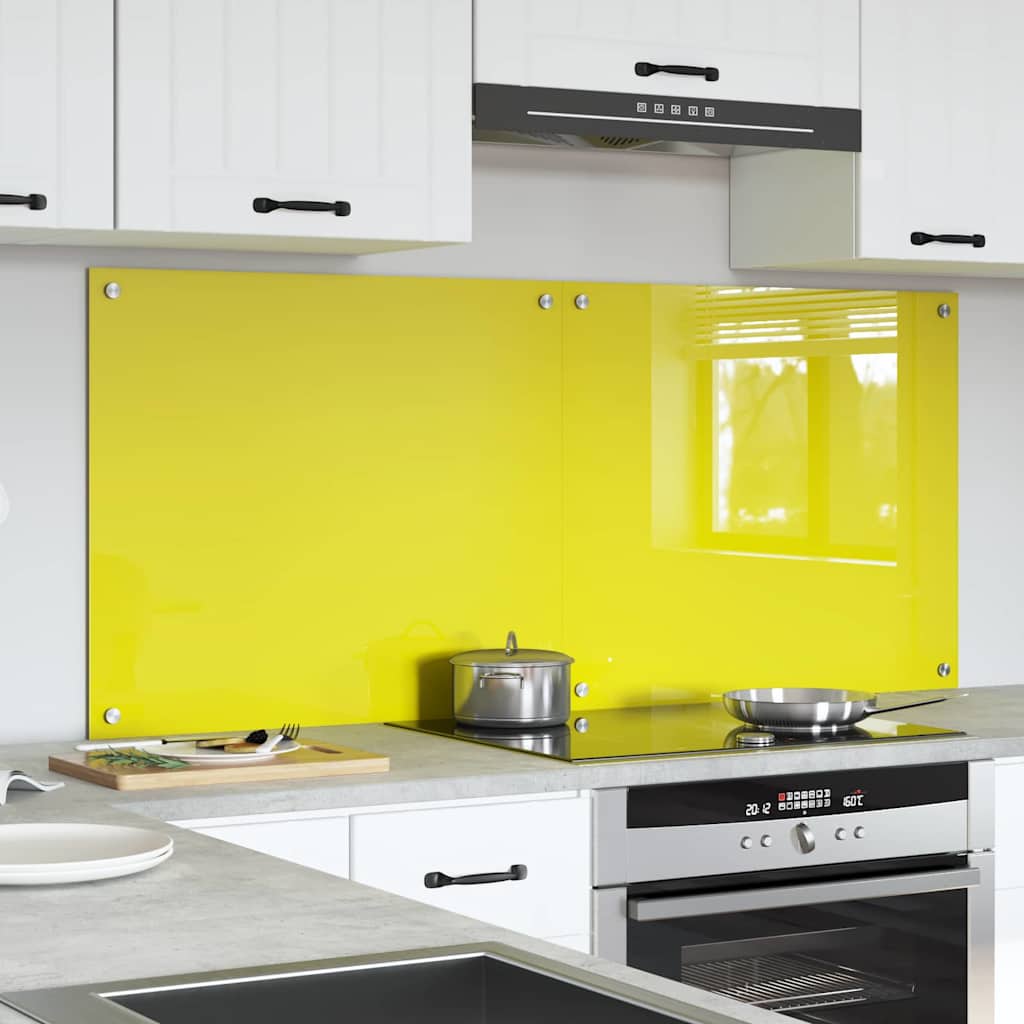 Küchenrückwand 2 pcs Gelb 70 x 60 cm Gehärtetes Glas