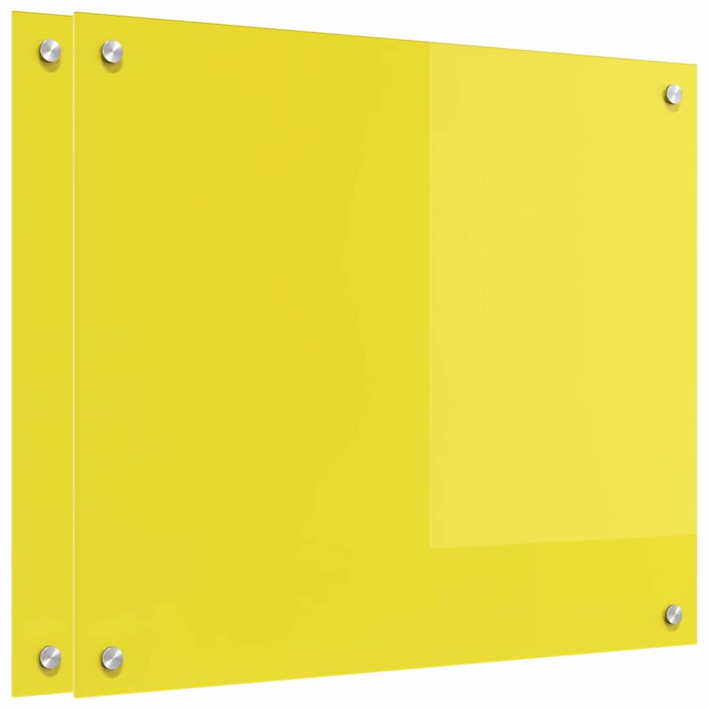 Küchenrückwand 2 pcs Gelb 70 x 60 cm Gehärtetes Glas