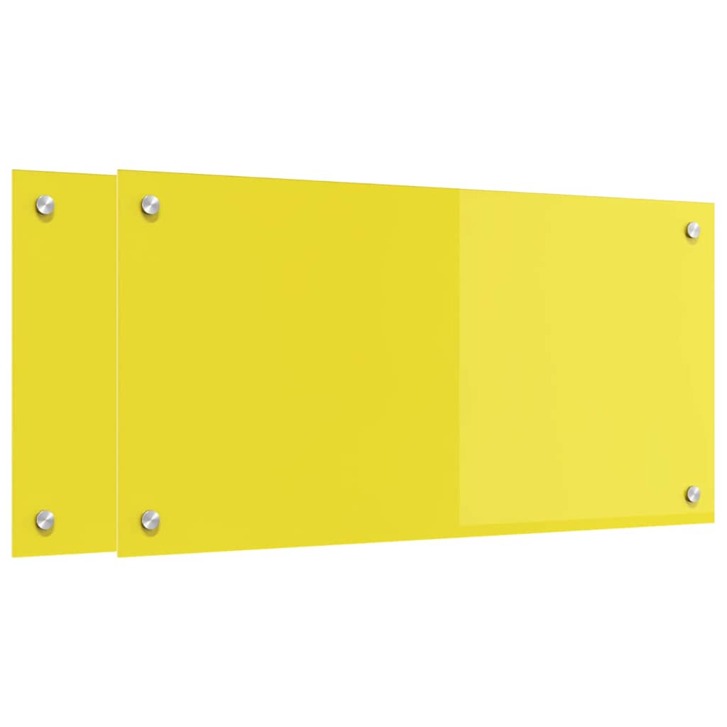 Küchenrückwand 2 pcs Gelb 80 x 40 cm Gehärtetes Glas
