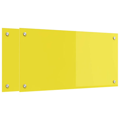 Küchenrückwand 2 pcs Gelb 80 x 40 cm Gehärtetes Glas