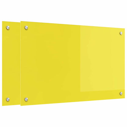 Küchenrückwand 2 pcs Gelb 80 x 50 cm Gehärtetes Glas