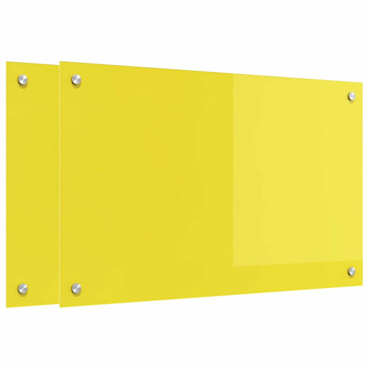 Küchenrückwand 2 pcs Gelb 80 x 50 cm Gehärtetes Glas