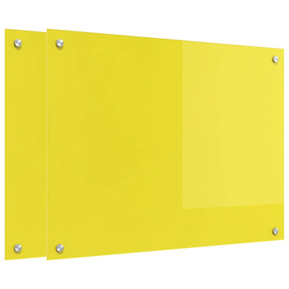 Küchenrückwand 2 pcs Gelb 80 x 60 cm Gehärtetes Glas