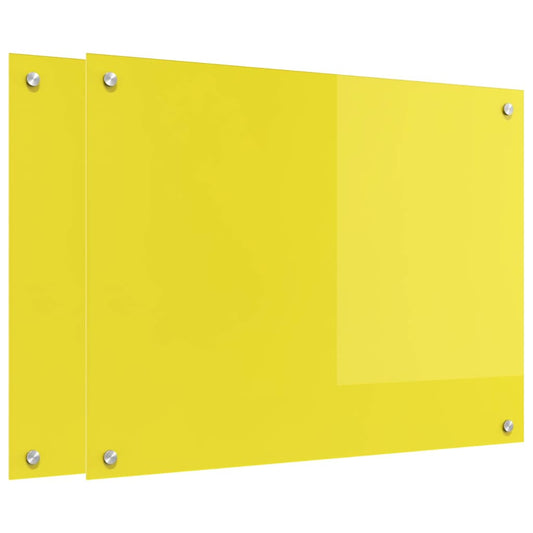 Küchenrückwand 2 pcs Gelb 80 x 60 cm Gehärtetes Glas