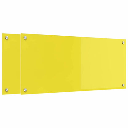 Küchenrückwand 2 pcs Gelb 90 x 40 cm Gehärtetes Glas