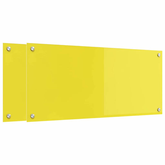 Küchenrückwand 2 pcs Gelb 90 x 40 cm Gehärtetes Glas