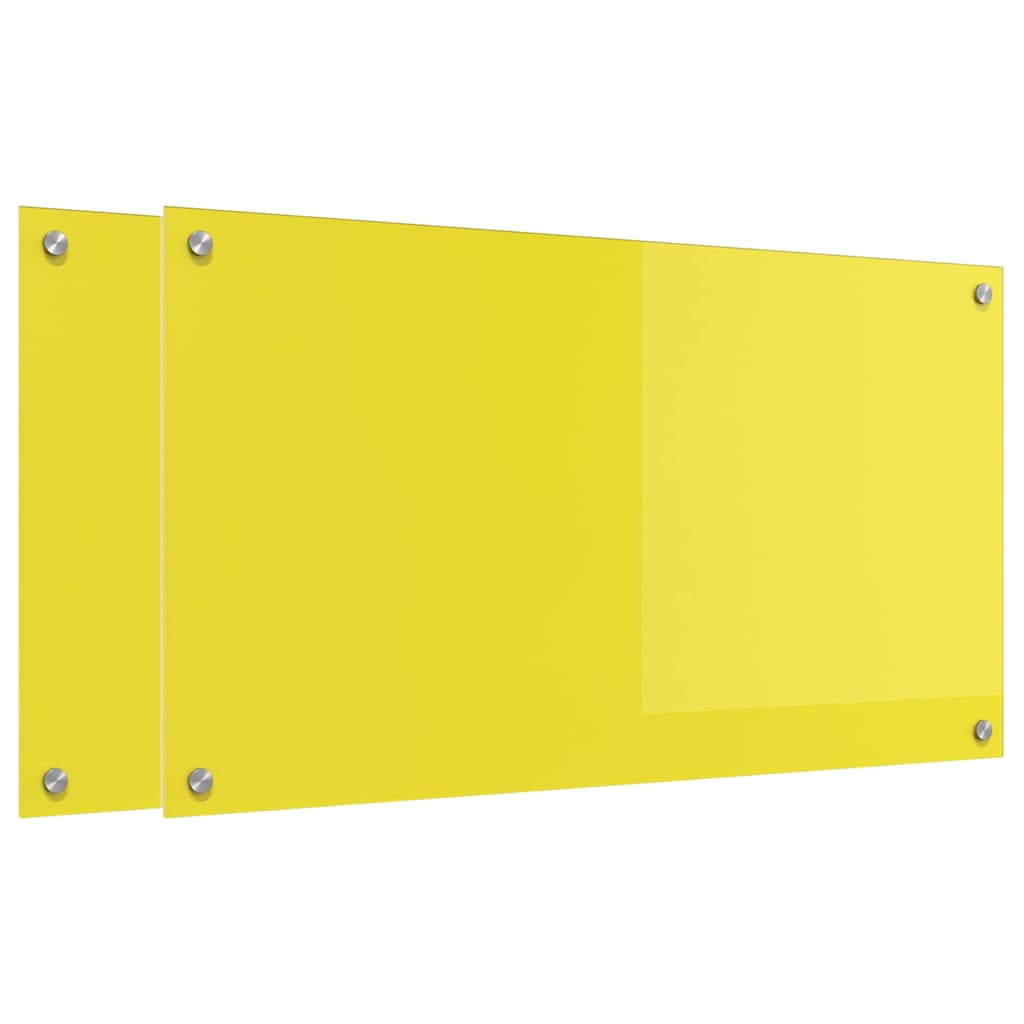 Küchenrückwand 2 pcs Gelb 90 x 50 cm Gehärtetes Glas