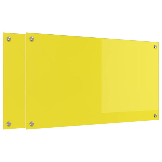 Küchenrückwand 2 pcs Gelb 90 x 50 cm Gehärtetes Glas
