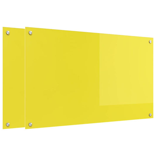 Küchenrückwand 2 pcs Gelb 100 x 60 cm Gehärtetes Glas