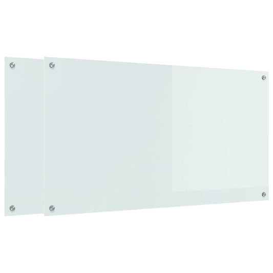 Küchenrückwand 2 pcs Weiß 110 x 60 cm Gehärtetes Glas