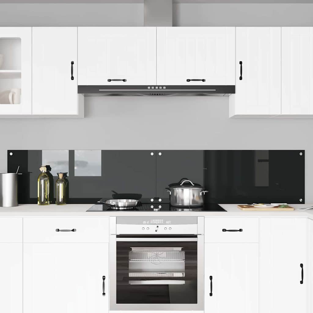 Küchenrückwand 2 pcs Schwarz 110 x 40 cm Gehärtetes Glas